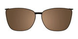 Front view of EasyClip EC686 Eyeglasses with Clip-on Sunglasses, featuring brown-tinted polarized lenses and a thin black frame, displayed against a white background. Brand: EasyClip. Size: 52.