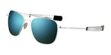Randolph AVIATOR Sunglasses | Size 61 / 23k White Gold / Cobalt Glass (Polarized)