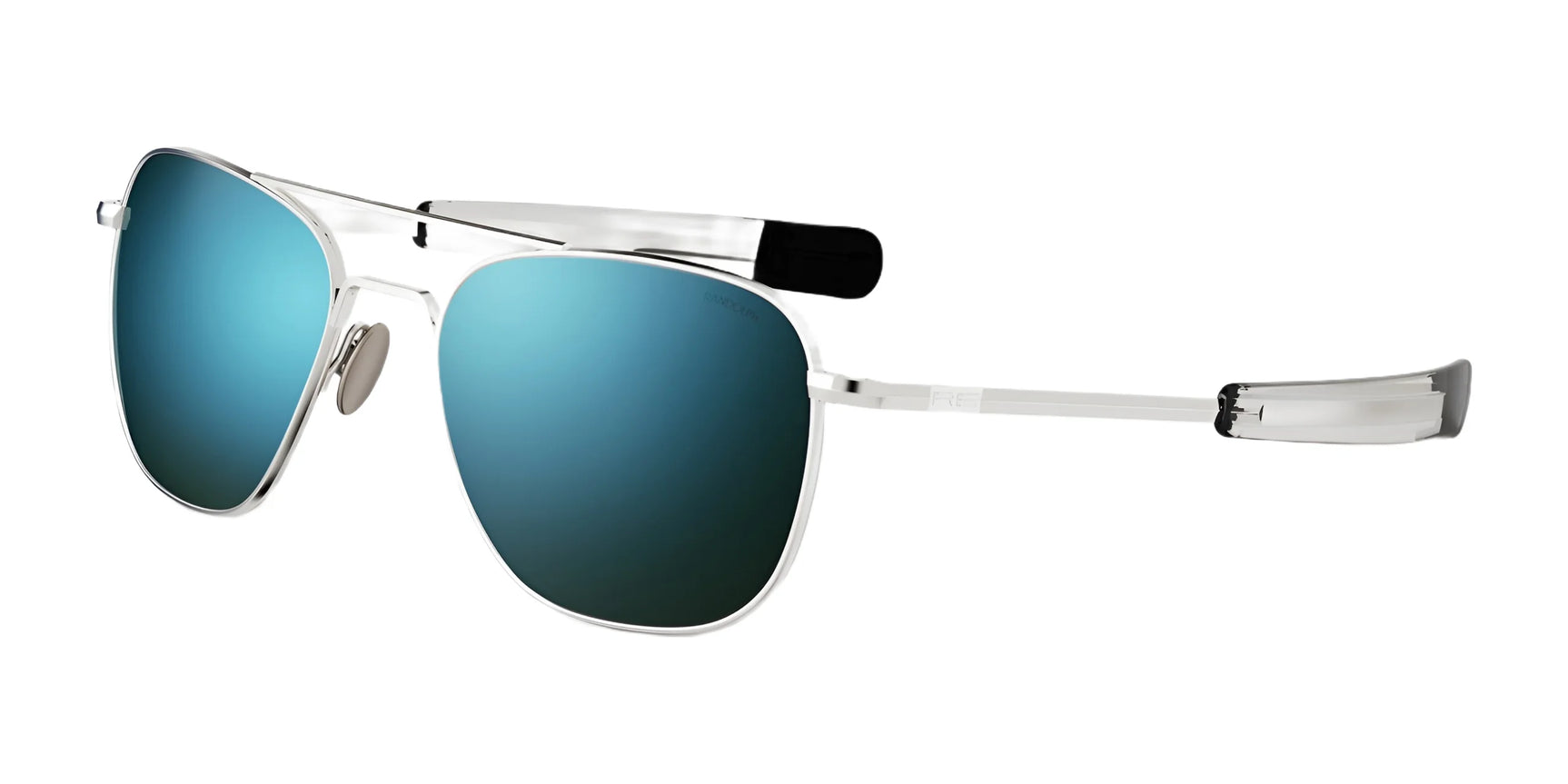 Randolph AVIATOR Sunglasses | Size 61 / 23k White Gold / Cobalt Glass (Polarized)