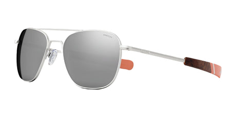 Randolph AVIATOR Sunglasses | Size 55 / Satin Silver / Silver Mirror Nylon (Polarized)