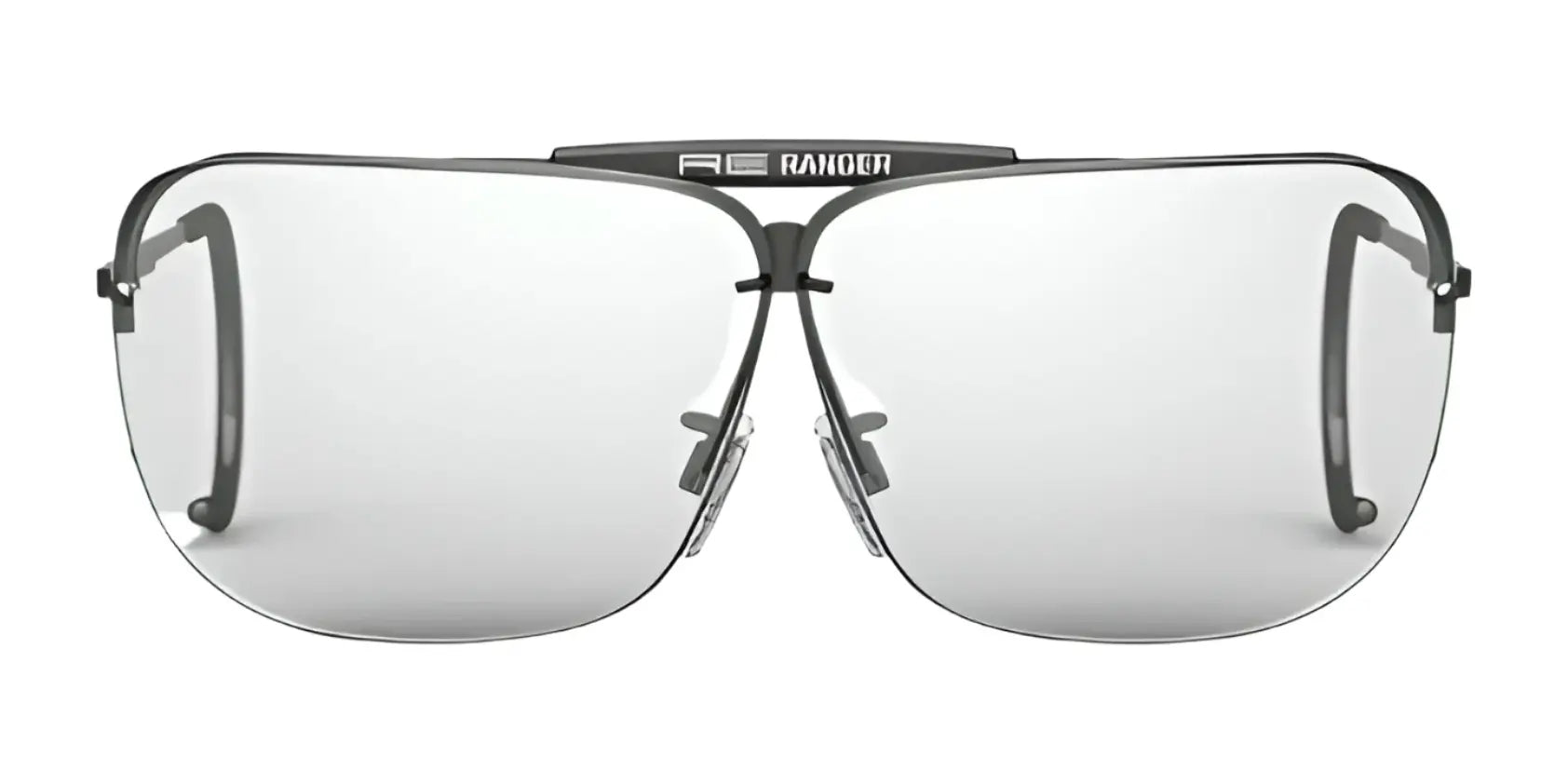 Silver RE Ranger Classic Shooting Glasses | Size 68 with mirrored RIACT A.I. lenses on a white background.