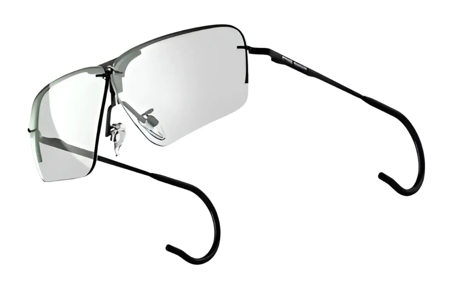 Rimless eyeglasses with Claysight lenses, thin black arms, and nose pads on a white background. Ideal for those desiring clarity like RE Ranger Edge Shooting Glasses by RE Ranger. Rimless eyeglasses with Claysight lenses, thin black arms, and nose pads on a white background. Ideal for those desiring clarity like RE Ranger Edge Shooting Glasses by RE Ranger.