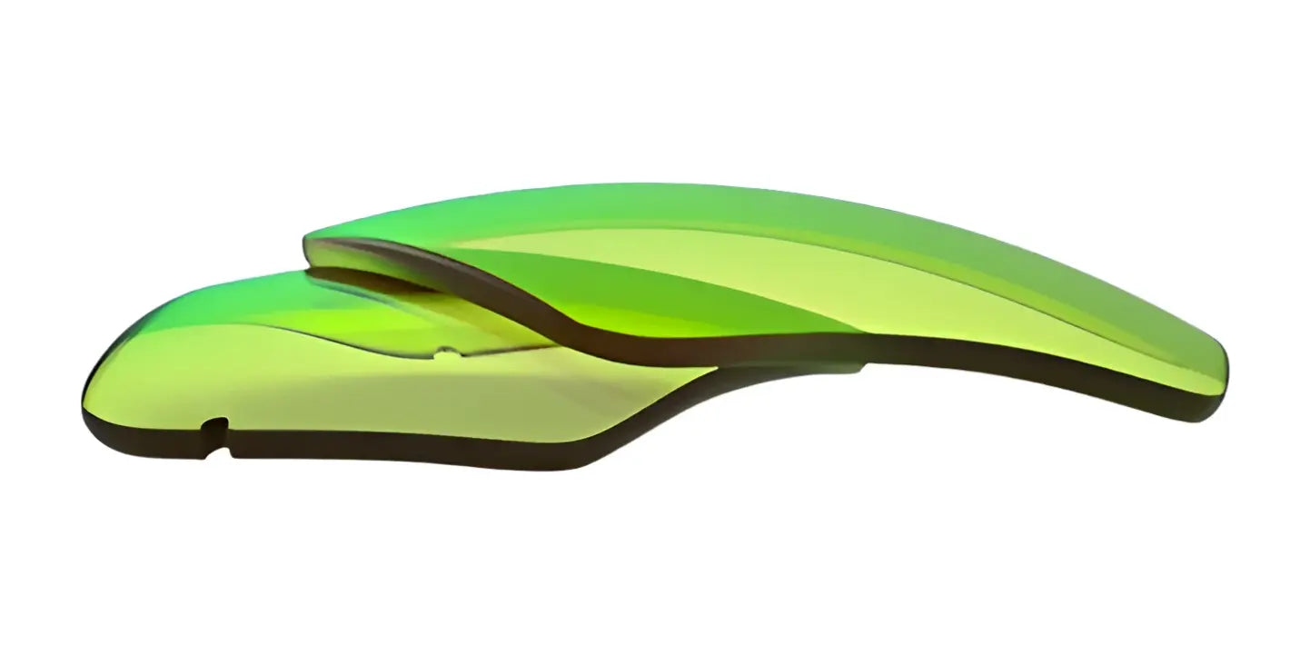 A sleek, green, futuristic RE Ranger Edge Lens by RE Ranger features a curved, minimalist design inspired by Claysight Lens Technology and rests on a white background. A sleek, green, futuristic RE Ranger Edge Lens by RE Ranger features a curved, minimalist design inspired by Claysight Lens Technology and rests on a white background.