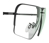Side view of rimless RE Ranger Edge Lens eyeglasses by RE Ranger, featuring green-tinted lenses and adjustable nose pads—perfect shooting eyewear for clarity and comfort.