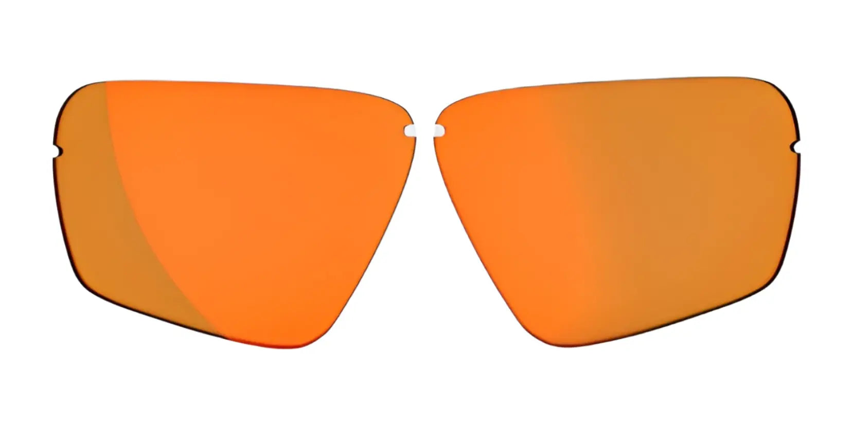 Two orange-tinted RE Ranger Edge replacement sunglass lenses featuring Claysight Lens Technology are shown on a white background.