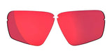 A pair of RE Ranger Edge Lens red-tinted, frameless sunglass lenses featuring Claysight Lens Technology by RE Ranger, isolated on a white background.