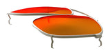 Close-up of orange-tinted RE Ranger Sporter Clip-On Lens with silver frames, detached and lying on a white background.