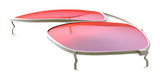 A pair of RE Ranger Sporter Clip-On Lens sunglasses by RE Ranger, featuring pink lenses and thin metal frames with advanced RIACT A.I. lens technology, set against a white background.