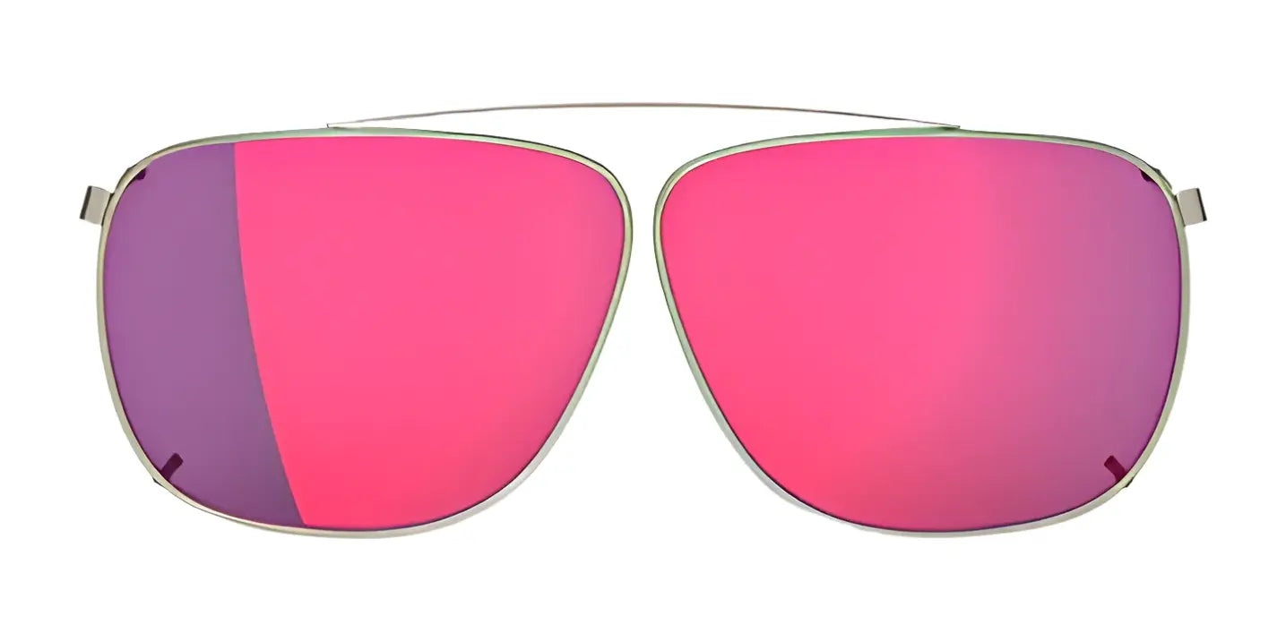The RE Ranger Sporter Clip-On Lens by RE Ranger features pink lenses and a thin silver aviator frame, shown on a white background, and uses Sporter lens technology for optimal clarity in varying light conditions.