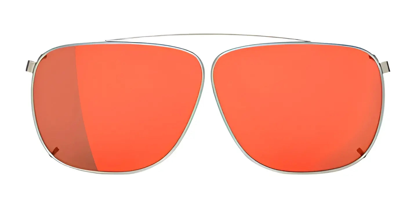 Front view of RE Ranger Sporter Clip-On Lens by RE Ranger, featuring large square orange lenses and a thin silver metal frame. Front view of RE Ranger Sporter Clip-On Lens by RE Ranger, featuring large square orange lenses and a thin silver metal frame.