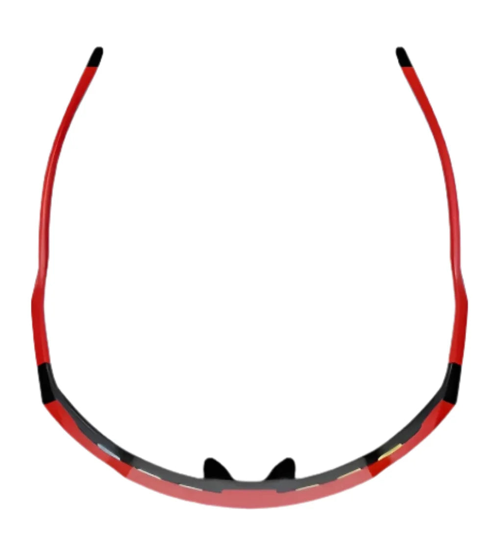 RE Ranger SuperShot Shooting Glasses by RE Ranger, seen from above, showcase the top of the magnetic interchangeable frame and curved arms against a white background.