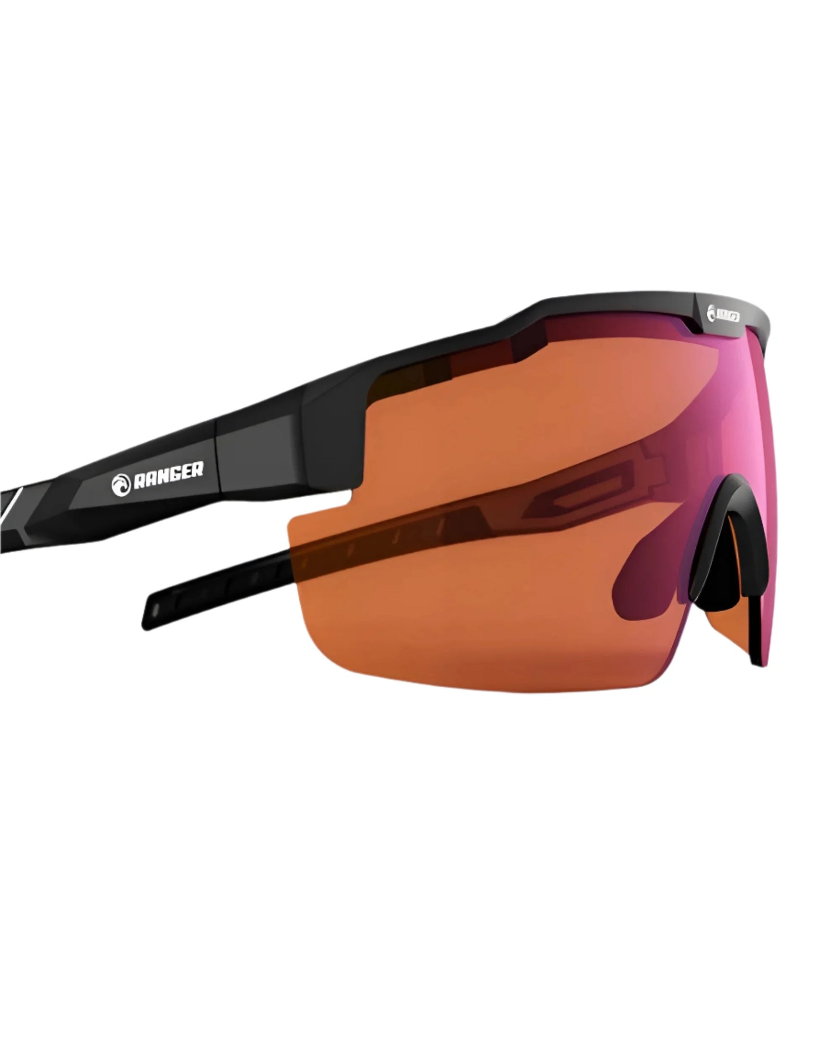 The RE Ranger SuperShot Shooting Glasses by RE Ranger feature a large orange-tinted ClaySight lens, black frame with “Ranger” branding, and a magnetic interchangeable design for quick lens swaps and peak performance. The RE Ranger SuperShot Shooting Glasses by RE Ranger feature a large orange-tinted ClaySight lens, black frame with “Ranger” branding, and a magnetic interchangeable design for quick lens swaps and peak performance.