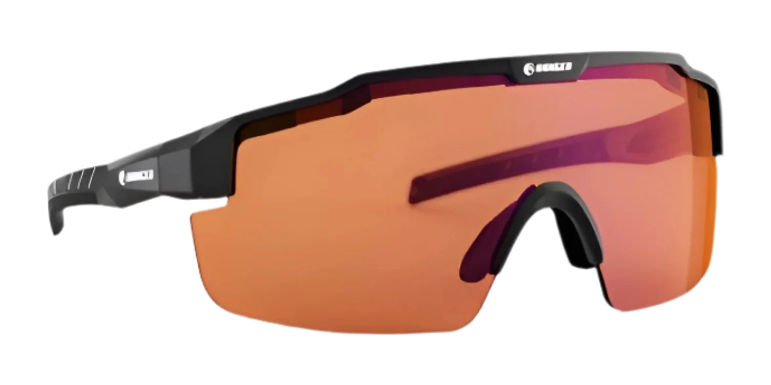The RE Ranger SuperShot Shooting Glasses by RE Ranger feature a black magnetic interchangeable frame and wide orange-tinted lenses, perfect for outdoor activities. The RE Ranger SuperShot Shooting Glasses by RE Ranger feature a black magnetic interchangeable frame and wide orange-tinted lenses, perfect for outdoor activities.